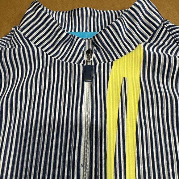 JAMIE SADOCK Golf Top Small Sleeveless Blue Stripe 1/4 Zip Performance Shirt - Picture 2 of 10